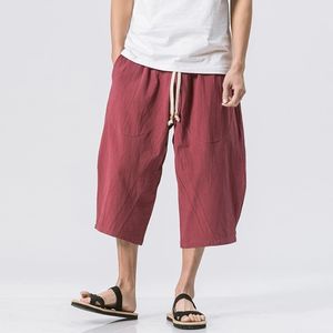 Pantalones cortos de lino y algodón sueltos de estilo <span class=keywords><strong>chino</strong></span> | Pantalones de verano transpirables para hombres | Pantalones de calle de talla grande - Product Image 2