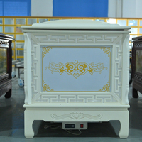 Ataúd de Madera Maciza Tallado a Mano de Alta Calidad, Estilo Americano, para Ceremonias Conmemorativas, con Sistema de Refrigeración
