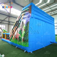 WINSUN - Tobogán Inflable Grande para Patio de Juegos, Castillo Inflable Comercial para Exteriores, Castillo de Brinco con Temática de Animales para Niños de 100-500 kg