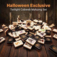 Coffret de Mahjong Américain Miniature Moderne pour Halloween, avec Tuiles Acryliques Colorées à 3 Couches et Fond en Toile d'Araignée Dorée – Direct Usine