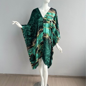 Vestidos Kaftan al por Mayor para Mujer, Talla Única, Poliéster Satinado Estampado, Estilo Musulmán Africano, Sin Mangas, Cuello en V, Dashiki Abaya - Product Image 3