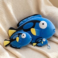 Peluche Poisson-Pieuvre Bleu, Jouet en Peluche Doux, Poupée Poisson de Dessin Animé avec Sangle pour Cadeau et Breloque de Sac