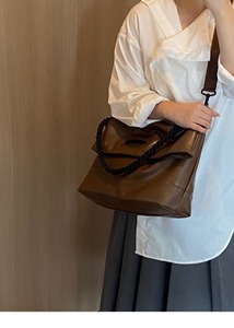 Bolso de <span class=keywords><strong>Mujer</strong></span> de Cuero Suave de Alta Calidad, Gran Capacidad, Diseño Simple, Bolso Tote de Hombro para Estudiantes - Product Image 4