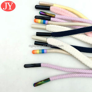 Celana olahraga katun hitam renda, poliester warna-warni untuk tali sepatu dengan ujung kabel Aglet logam - Product Image 6