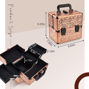 Professional Make up Train Carrying <b>Case</b> with 4 Trays Travel Cosmetic Box Organizer Nail <b>Makeup</b> Artist Beauty Suitcase - Product Image 5