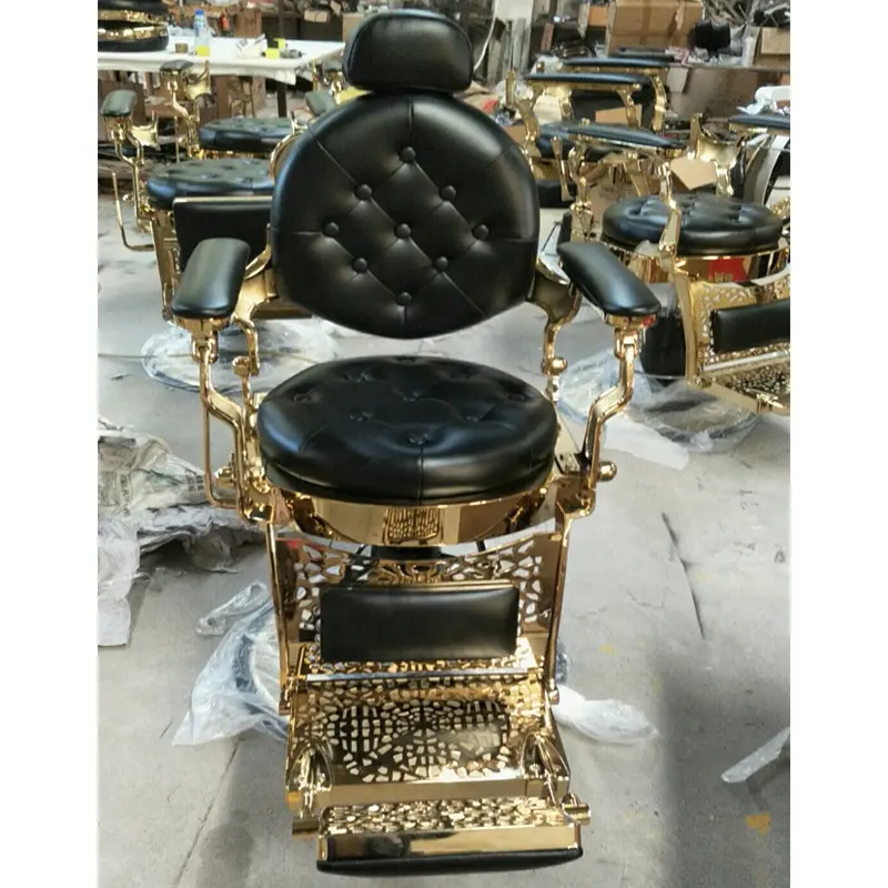 Große Foshan Fabrik Neue Design Klassische Gold Haar Salon Styling Vintage Barber Stuhl Für Barbershop