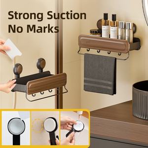 رف حائط بتصميم عتيق مع كأس شفط للحمام والمطبخ، منظم تخزين مثبت على الحائط - Product Image 4