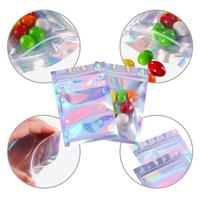 Emballage zip-lock holographique transparent sur un côté Petits sacs hologrammes Mylar à fermeture éclair