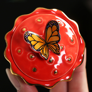 Bonitos tarros de cerámica con diseño de mariposa, latas de almacenamiento de 40ml <span class=keywords><strong>para</strong></span> joyería/especias, accesorio de <span class=keywords><strong>cocina</strong></span> <span class=keywords><strong>para</strong></span> regalos - Product Image 6