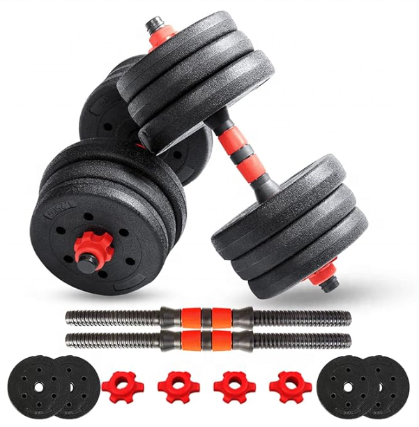 PowerMax Fitness Adjustable PVC Cement Dumbbells with Non-Slip