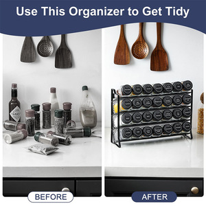 Four Tier <b>Spice</b> Rack Iron Mesh No Drill Cabinet Storage Airtight <b>Spice</b> <b>Jar</b> Organizer Kitchen Countertop L Size - Product Image 3