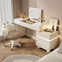 Table de toilette de style français 2025, table de toilette moderne et luxueuse, armoire de rangement de bureau intégrée