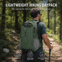 Sac à dos de randonnée léger et résistant à l'eau en nylon 30L, multi-poches, pour le camping en plein air, les voyages, avec des caractéristiques de sécurité en plein air