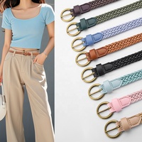 Ceinture fine décontractée pour femme avec boucle ardillon en alliage, cordon tressé ciré, largeur 1,8 cm, longueur 105 cm, pour robes, manteaux et jeans