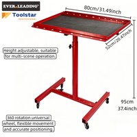 Banc de travail mobile en métal à hauteur réglable avec plateaux porte-pièces, poignée de levage amovible et roulettes pivotantes à 4 roues pour tôlerie