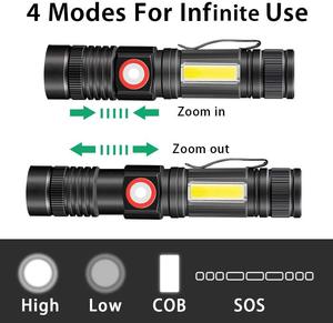 Linterna LED COB de <span class=keywords><strong>4</strong></span> modos, luz <span class=keywords><strong>Flash</strong></span> recargable de 1500 lúmenes, imán fuerte y Clip de bolsillo para trabajo de acampada - Product Image 6