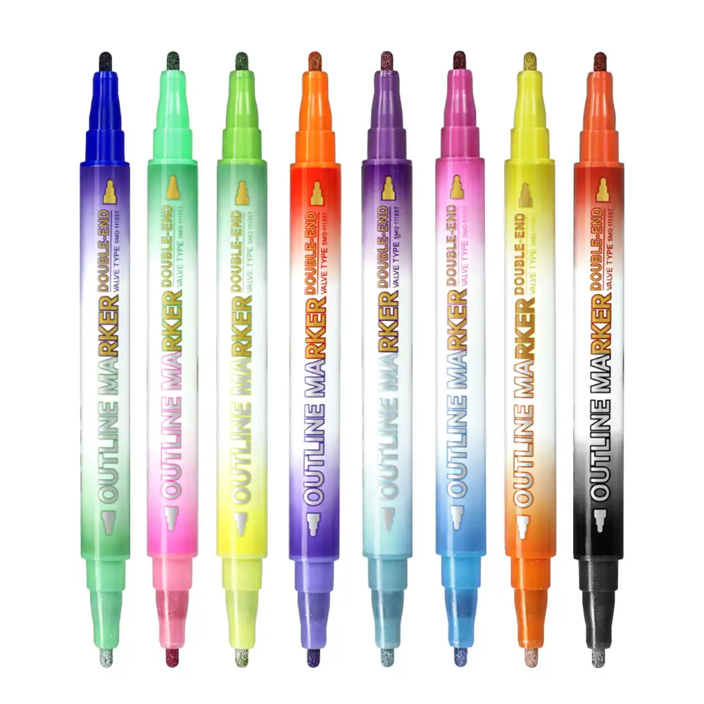 أقلام تحديد من 8 ألوان مجموعة أقلام تمييز أقلام سحرية ملونة مستديرة أقلام فضية للديكورات والحفلات