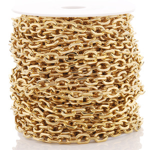 Cadena biselada rectangular plana de acero inoxidable de color dorado para bolso, teléfono, pulsera y collar para hombre H1500 - Product Image 1