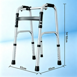 Aide à la marche en alliage d'aluminium, pliable, réglable en hauteur, antidérapante, déambulateur portable pour personnes âgées, assistance à la réadaptation - Product Image 2