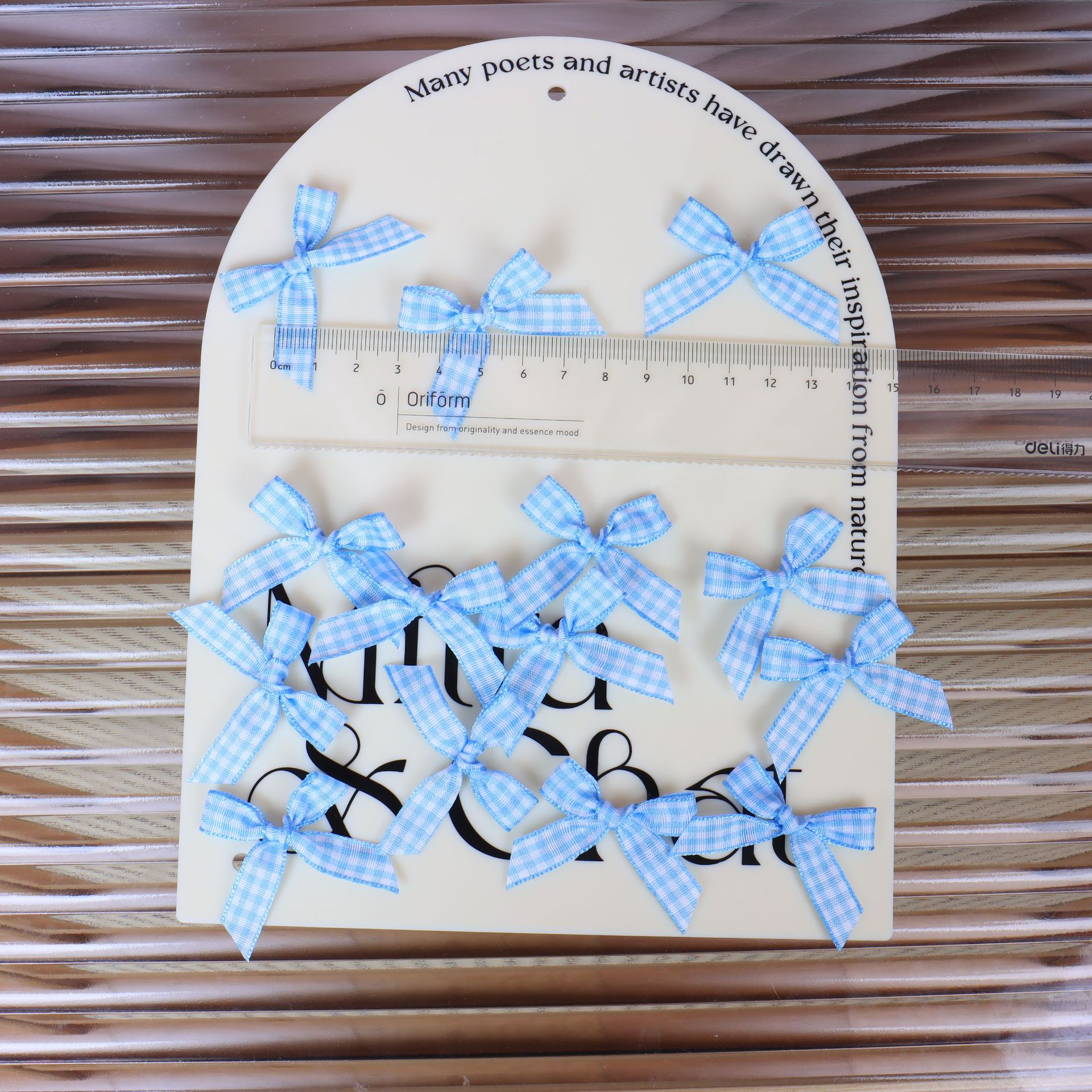 N &deg; 4 azul claro-1cm Plaid bow - 1cm celosía arco