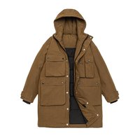 Abrigo Parka Casual de Plumón para Hombre, con Capucha, Largo, con Cremallera Completa, Bolsillos con Solapa, Cálido para Invierno, Tallas Grandes y Altas, 90% Plumón