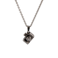 Collier pour homme en acier inoxydable de style vintage avec caméra cachée