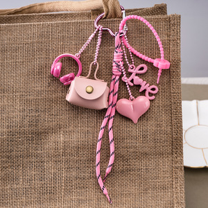 Pendentif en cuir tressé Maillard, breloque exquise et mignonne avec mini nœud, pour sac de luxe femme, porte-clés, décoration de téléphone portable - Product Image 4