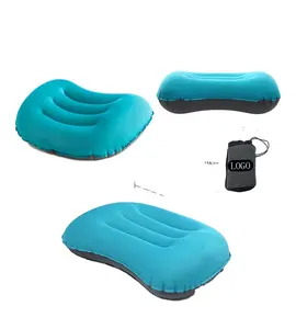 Travesseiro de pescoço dobrável ortopédico de espuma de memória, travesseiro de ar inflável personalizado para uso ao ar livre, almofada de acampamento