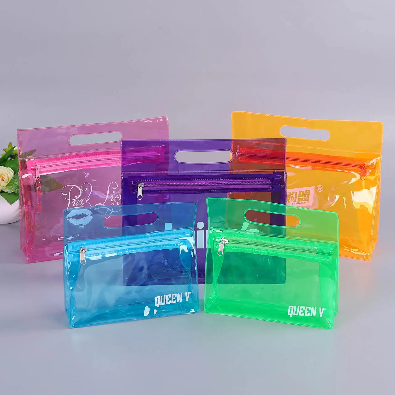 Custom Logo Waterproof PVC Makeup Bag Clear Portable Cosmetic Bag Case Color Transparent Makeup Pouch with Zipper