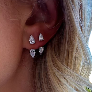 Nouveauté Boucles d'oreilles clous romantiques et délicates en forme <span class=keywords><strong>de</strong></span> goutte d'eau avec zircon cubique pour femmes, zircon poire brillant, plaqué or 18 carats, acier inoxydable - Product Image 1