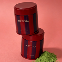 Boîte en fer blanc ronde de 30g, écologique, personnalisable avec étiquette privée, pour café et thé matcha, avec couvercle à vis, vente en gros