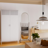 Armoires de rangement en métal avec tringle de suspension et étagères réglables, garde-robe en acier pour vêtements pour la maison