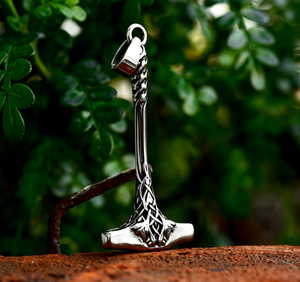 Antique Silver Plated Viking Hammer Pendant <b>Necklace</b> Unisex Alloy Jewelry Vintage Style Everyday Wearing - Product Image 1