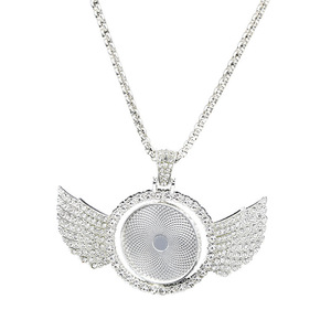 Collana con Ciondolo a Forma di Ala d'Angelo in Acciaio Inossidabile, Catena a Corda Stile Hip Hop, Gioiello Rotante per Sublimazione - Product Image 1