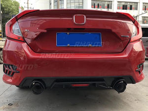 For Honda Civic 2016 2017 2018 Rear Lip Spoiler Bumper Diffuser High Quality <b>Matte</b> Black <b>Primer</b> PP ABS Car Accessories - Product Image 3