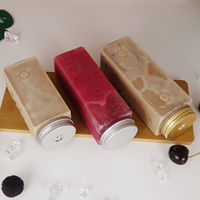 Fabrication de 12 oz clair plat carré en plastique boisson jus résistant à la chaleur PET yaourt bouteilles avec bouchons scellant