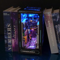 Meilleures ventes : Kit de montage DIY Cyberpunk en bois, modèle de puzzle 3D, type nichoir à livres et maison de poupée, décoration intérieure, cadeau créatif, vente en gros