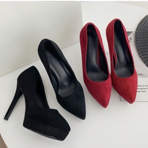 Zapatos de Mujer de Plataforma Impermeables con Tacón Alto y Punta Fina, Estilo Coreano, Sexy, Suaves, de 12 cm, con Boca Baja y Diseño de Moda - Product Image 2