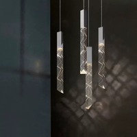 Lustre linéaire moderne et minimaliste en cristal pour hall de villa, escalier, décoration intérieure, plafond haut