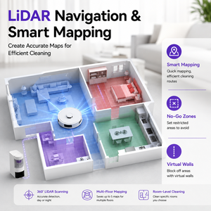 OEM ODM ZT40-C800 Robot Vacuum with LiDAR Navigation 18000Pa Suction Self-Emptying Dock App and Voice Control Vacuum Cleaning - Product Image 3