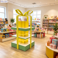 Présentoir autoportant multi-niveaux à éclairage LED, écoresponsable, avec structure métallique portable, pour boutique de jouets et marchandises Blind Box