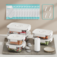 Ensemble de sacs sous vide pour aliments et de contenants sous vide en verre borosilicate avec pompe automatique pour le stockage en cuisine
