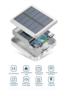 Hot đa chức năng năng lượng mặt trời sạc ngân hàng điện 10000mAh năng lượng mặt trời bảng điều chỉnh sạc với bốn dây cáp xây dựng trong năng lượng mặt trời ngân hàng điện - Product Image 2