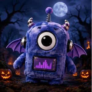 Peluche Monstre <span class=keywords><strong>Robot</strong></span> Personnalisée pour Halloween, Poupée en Peluche à Une Oreille, Ailes de Chauve-Souris et Cornes pour Décoration d'Halloween Effrayante et Cadeau pour Maison Hantée - Product Image 1