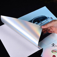 Benutzer definierte holo graphische Aufkleber Vinyl A4 Größe wasserdichtes selbst klebendes Regenbogen Vinyl Aufkleber Papier für Laser-und Tinten strahl drucker