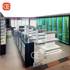 3D设计服务店雪茄展示零售复古玻璃货架摊烟店装饰烟草店