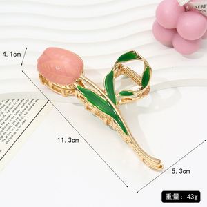 Commercio all'ingrosso grande morsetto per capelli in metallo diamante racchetta per capelli di grandi dimensioni strass scuola matita fiore tulipano artiglio clip per le donne - Product Image 6