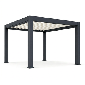 Pergola en aluminium RKOVE RK-C1 3*4m, résistante aux intempéries avec éclairage LED ambiant et écran d'intimité - Product Image 1