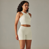 Hot nouvelle couleur unie course sport et fitness costume tricoté sans couture pêche fesses yoga ensemble 5 pièces