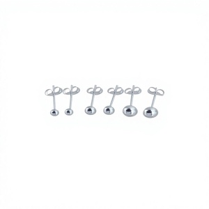 Pendientes de Bola de Plata 925, Minimalistas, Unisex, Joyería para Uso Diario - Product Image 1